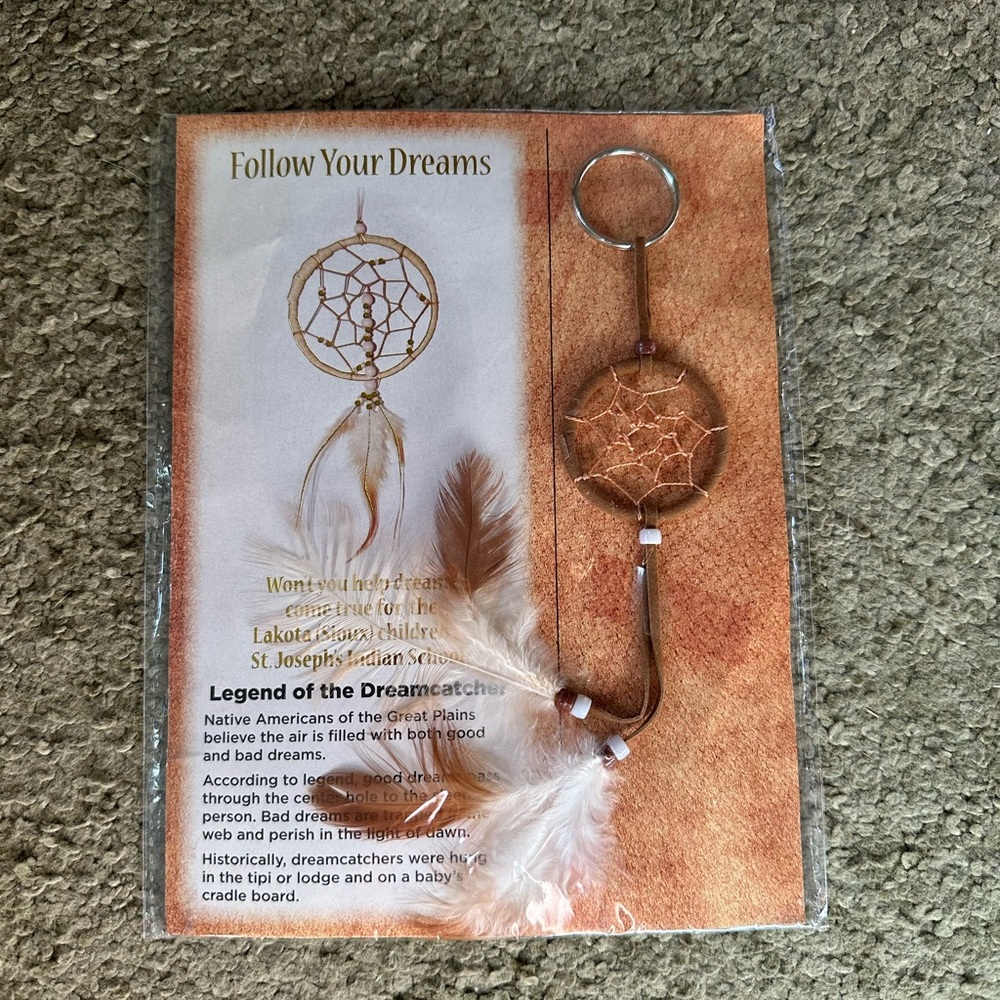 Never Opened Suede Feather Beaded Dreamcatcher Key Chain